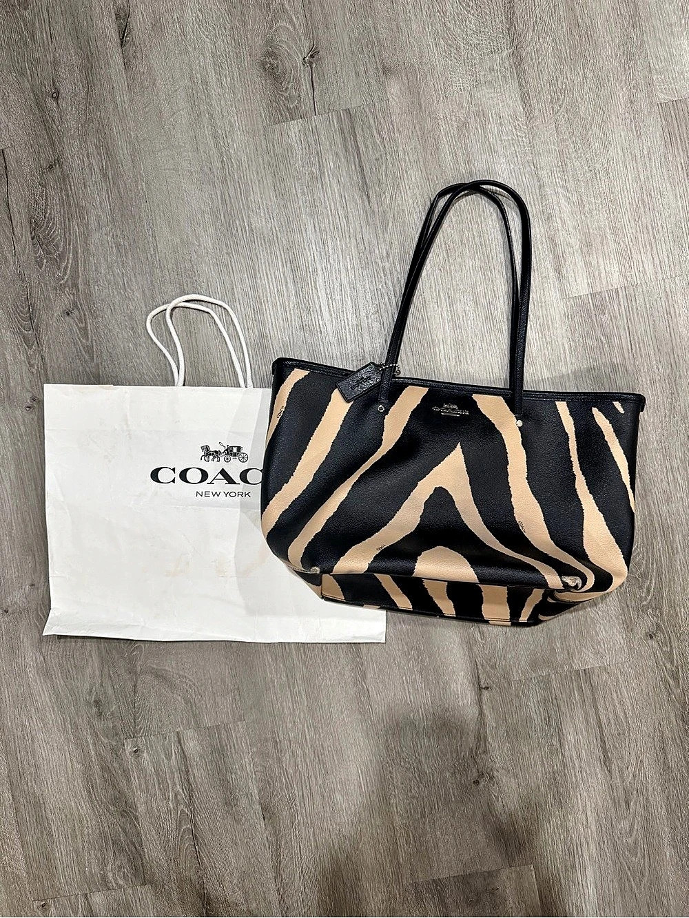 Coach Tote in Zebra Print Black & Brown